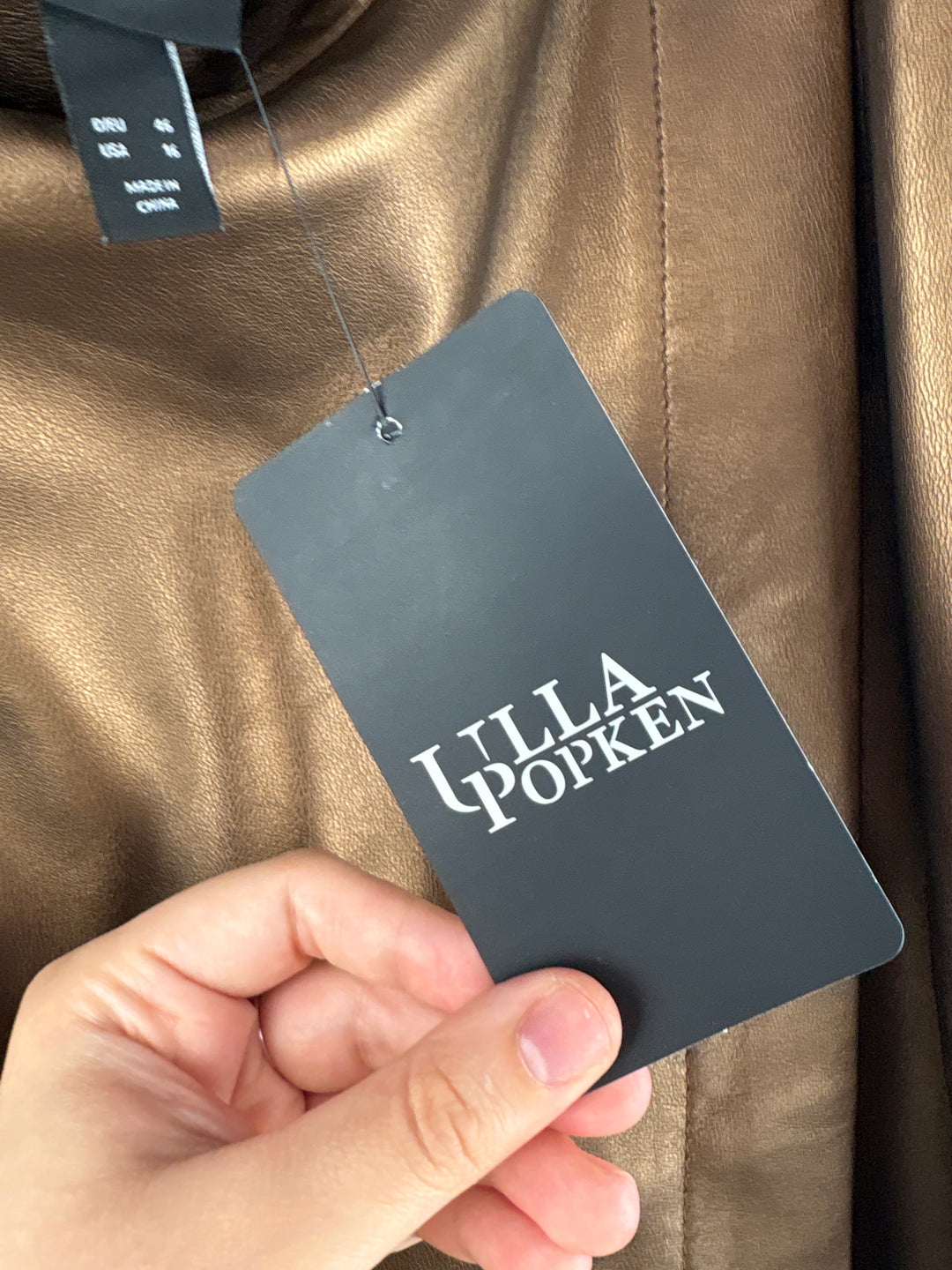 Women’s Ulla Popken Size 16 Bronze Faux Leather Midi Skirt