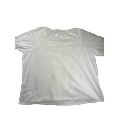 Old Navy Womens White Blouse XXL Cotton V-Neck Short Sleeve