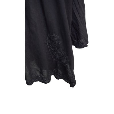 Women’s Handmade Black Shirt with Black Embroidery Size L