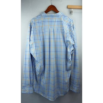 Peter Millar XL Mens Checkered Long Sleeve Button-Up Shirt Blue & Tan