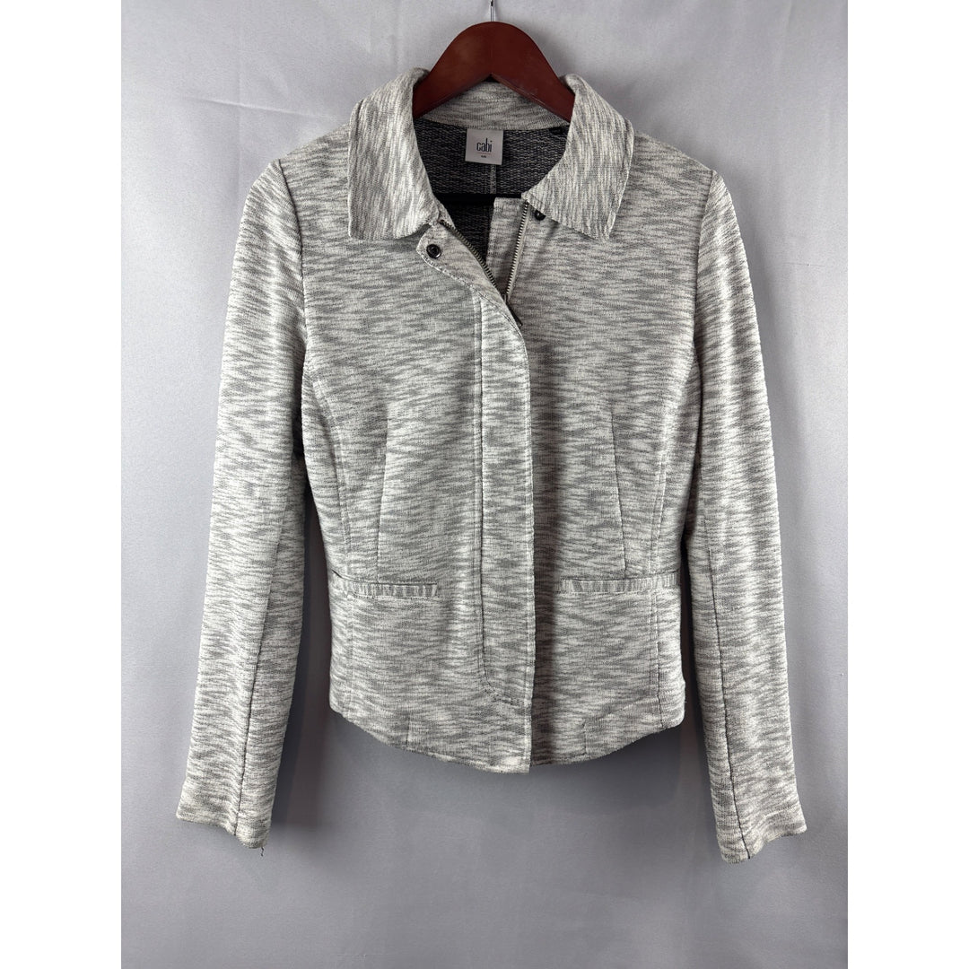 Women's Small Cabi Neo Moto Zip-Front Jacket Gray Textured