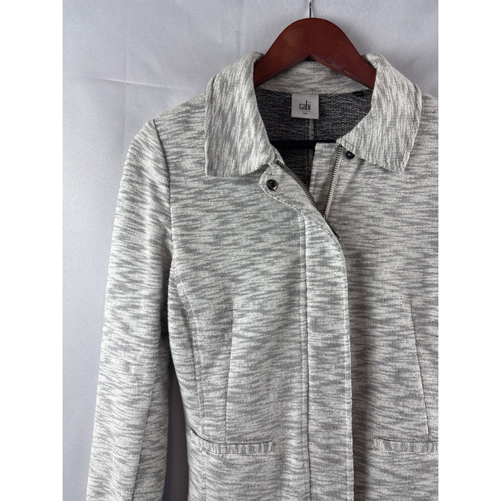 Women's Small Cabi Neo Moto Zip-Front Jacket Gray Textured