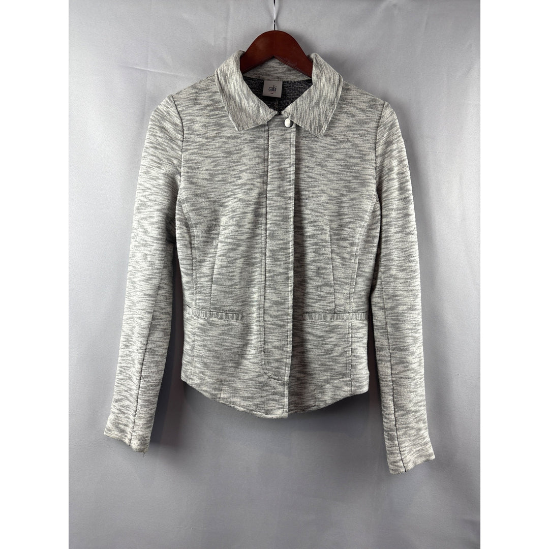 Women's Small Cabi Neo Moto Zip-Front Jacket Gray Textured