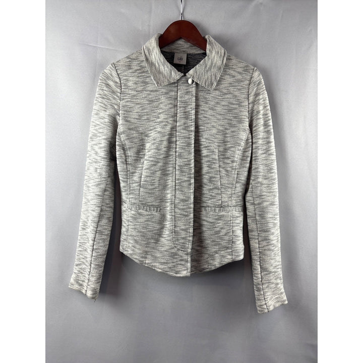 Women's Small Cabi Neo Moto Zip-Front Jacket Gray Textured