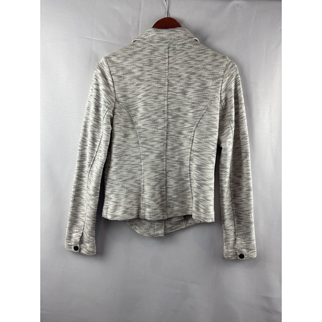 Women's Small Cabi Neo Moto Zip-Front Jacket Gray Textured
