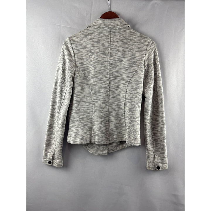 Women's Small Cabi Neo Moto Zip-Front Jacket Gray Textured