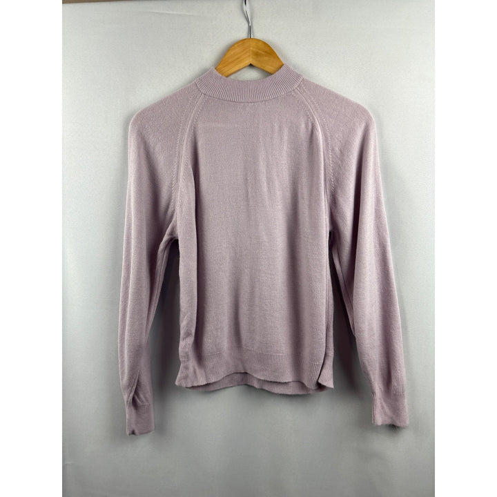 Women’s Designers Originals Petite Medium Mauve Long Sleeve Sweater with Back Zipper