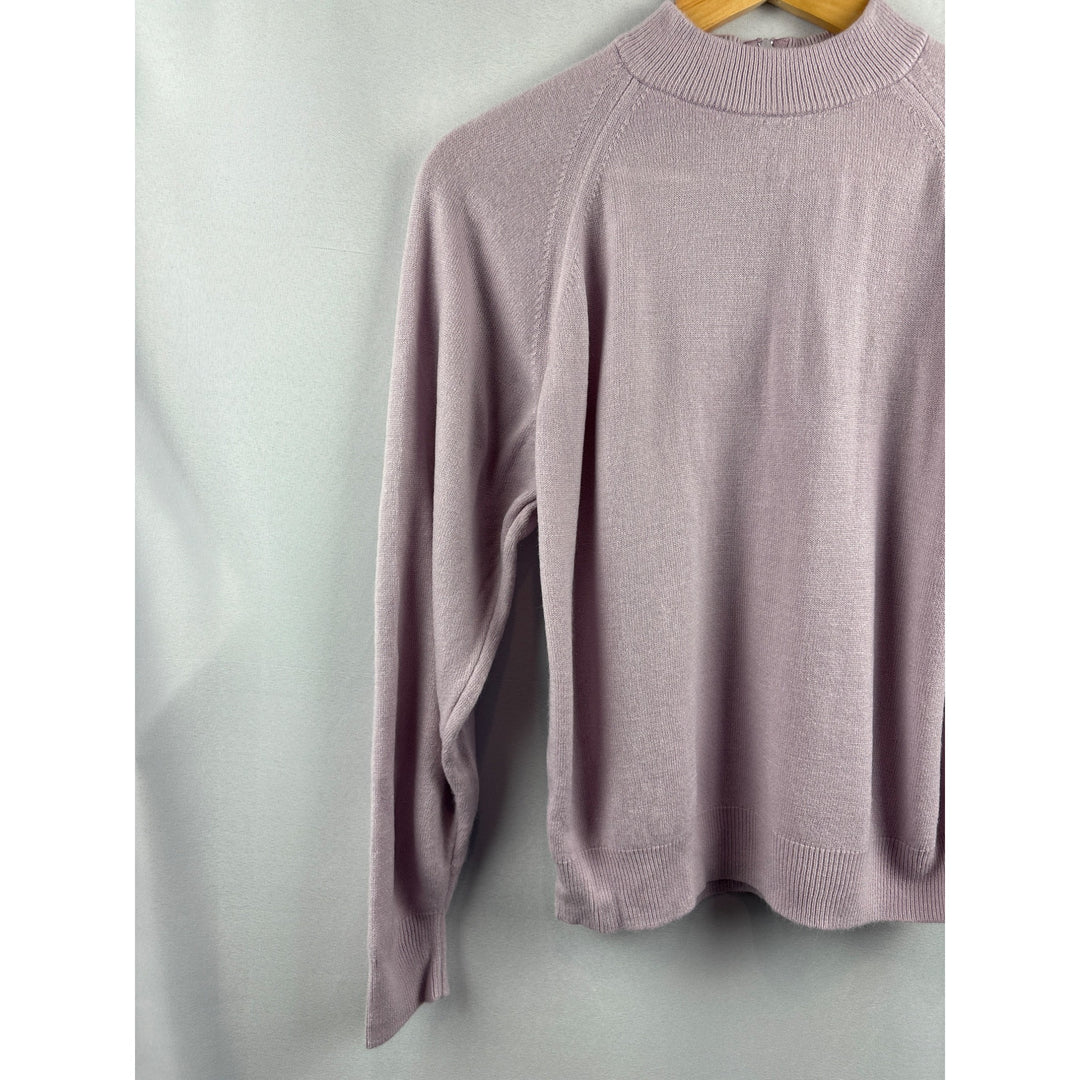 Women’s Designers Originals Petite Medium Mauve Long Sleeve Sweater with Back Zipper