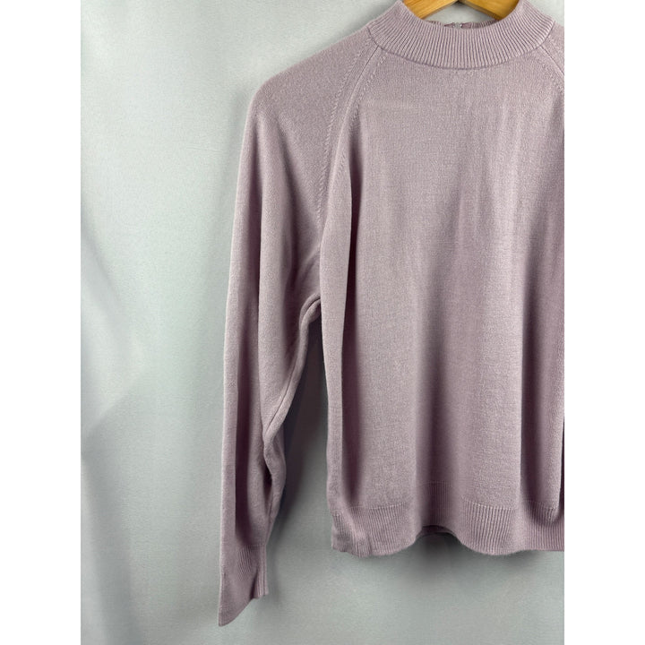 Women’s Designers Originals Petite Medium Mauve Long Sleeve Sweater with Back Zipper