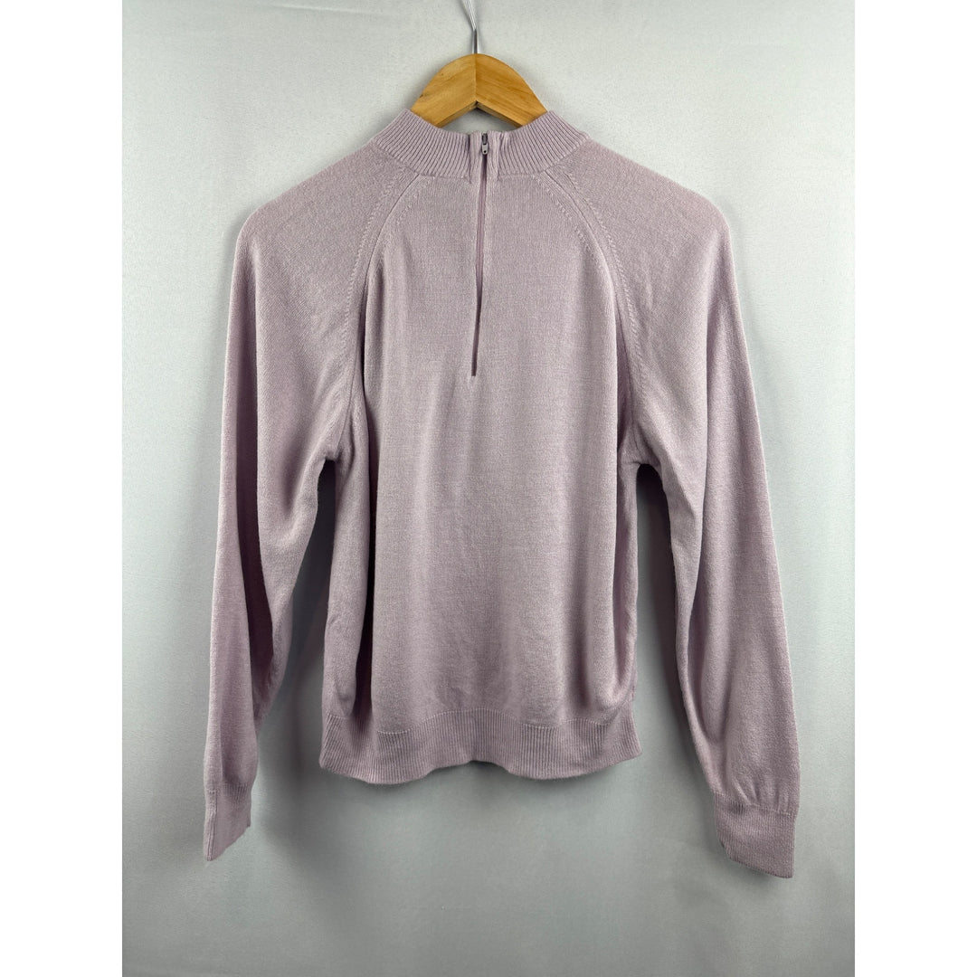 Women’s Designers Originals Petite Medium Mauve Long Sleeve Sweater with Back Zipper