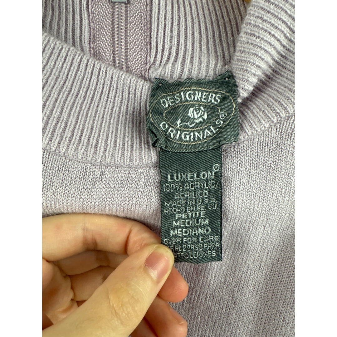 Women’s Designers Originals Petite Medium Mauve Long Sleeve Sweater with Back Zipper