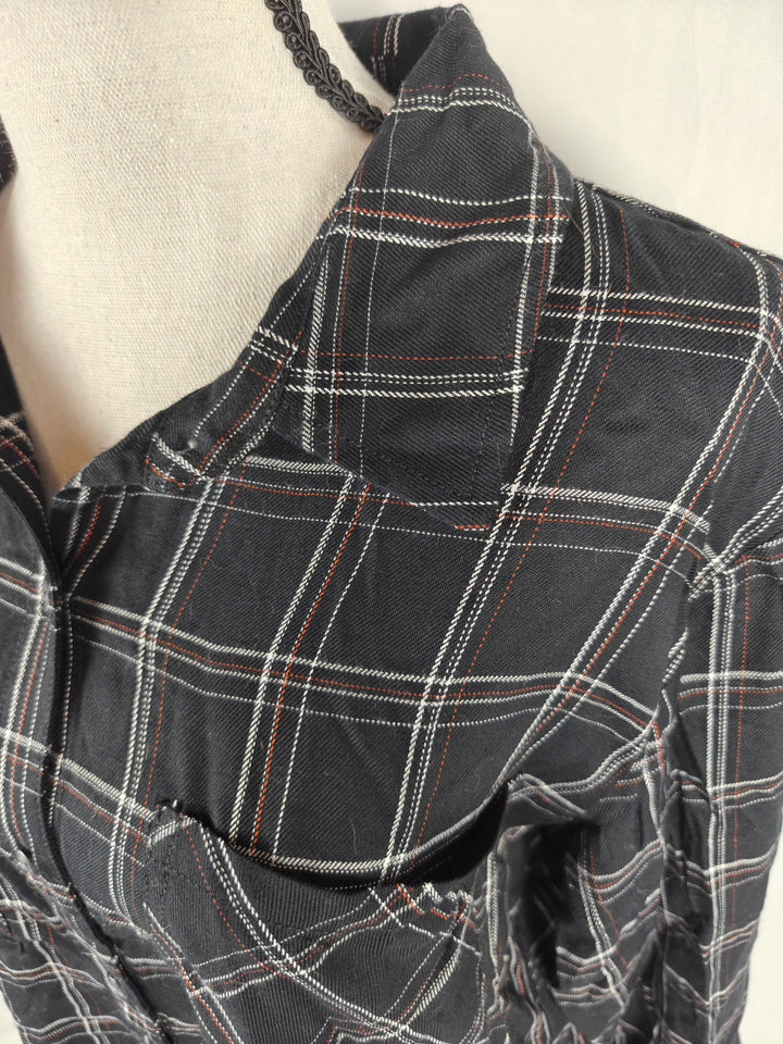 Women’s Sanctuary Boyfriend Shirt Black Plaid Medium NWT