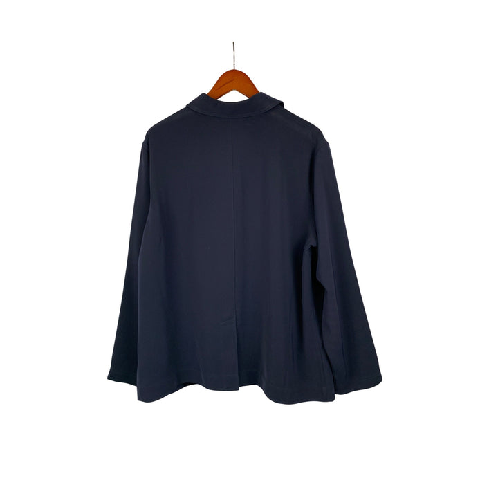Chicos Womens Navy Button-Up Jacket Size 3 Polyester