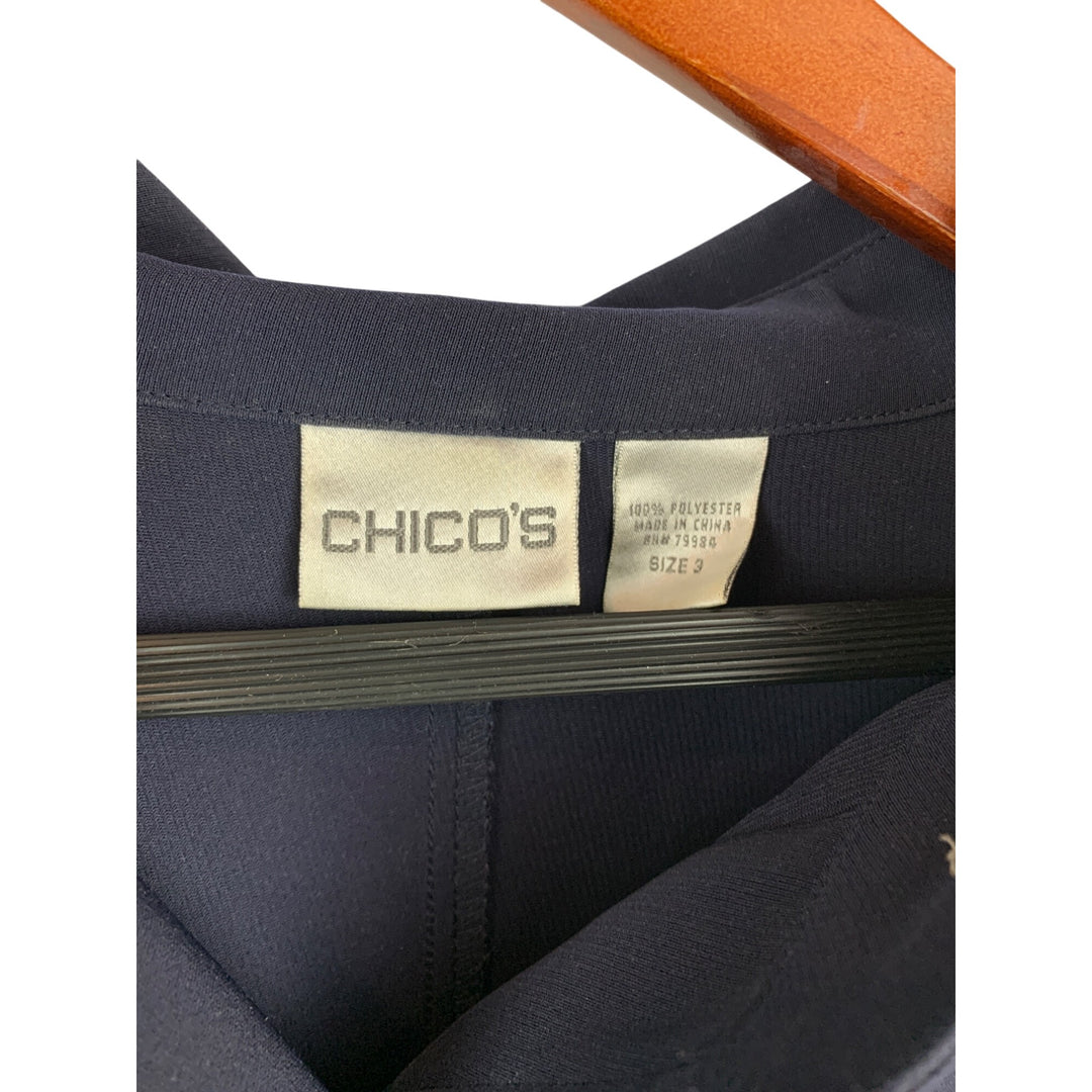 Chicos Womens Navy Button-Up Jacket Size 3 Polyester
