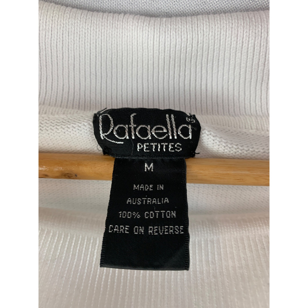 Rafaella Petites Womens White Cotton Cowl Neck Sweater Size M