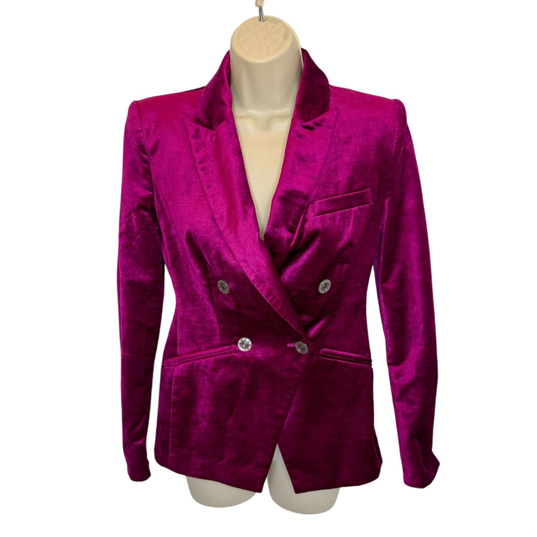 Veronica Beard Elam Dickey Velvet Crystal Blazer Fushia - Size 0