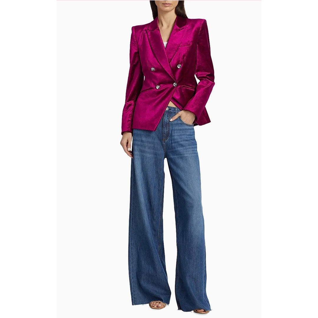 Veronica Beard Elam Dickey Velvet Crystal Blazer Fushia - Size 0