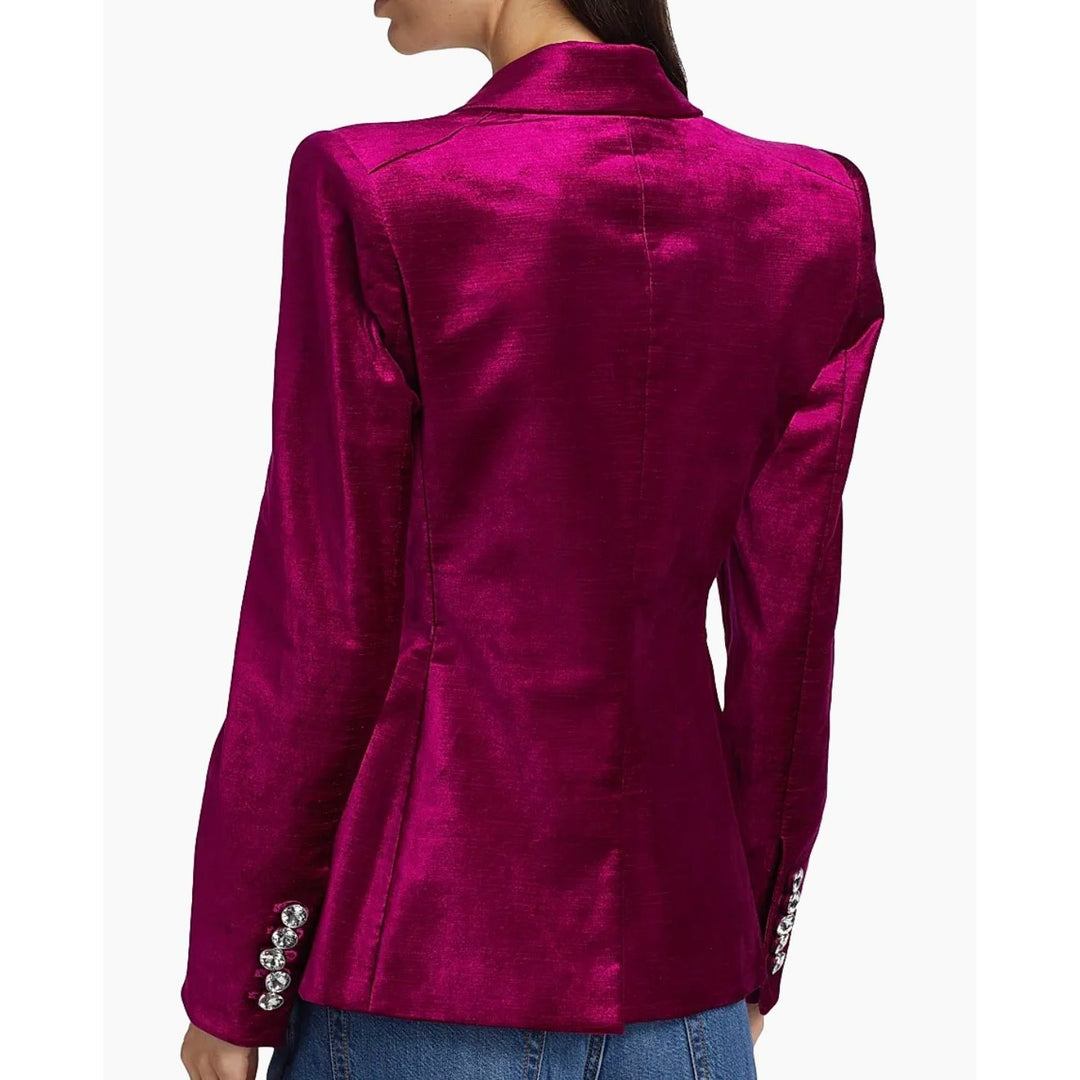 Veronica Beard Elam Dickey Velvet Crystal Blazer Fushia - Size 0