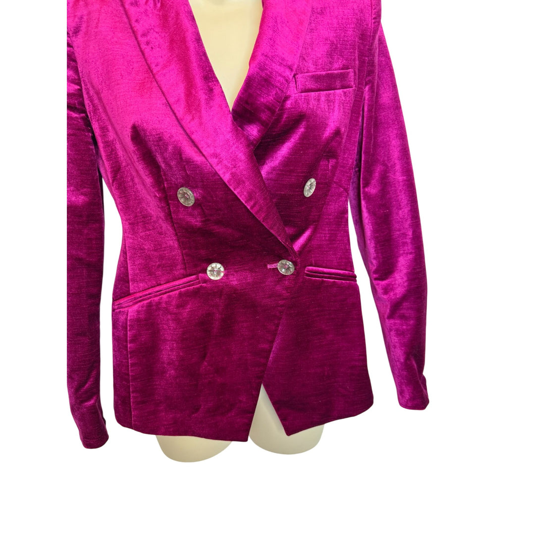 Veronica Beard Elam Dickey Velvet Crystal Blazer Fushia - Size 0
