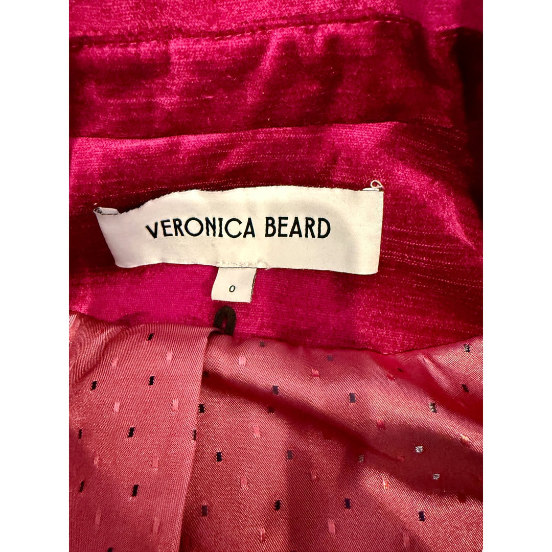 Veronica Beard Elam Dickey Velvet Crystal Blazer Fushia - Size 0