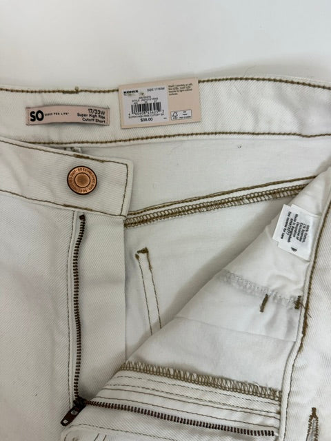 SO Cutoff Short Sz17/33W(White, Rainbow Pocket, NWT)