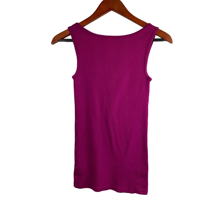 Faded Glory Womens Ribbed Fuchsia Tank Top S 97% Cotton 3% Spandex