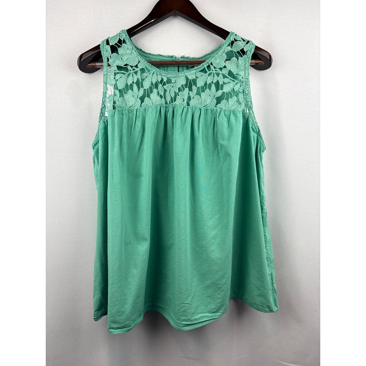 Women’s Knox Rose XXL Teal Tank Blouse w/ Lace Detailing