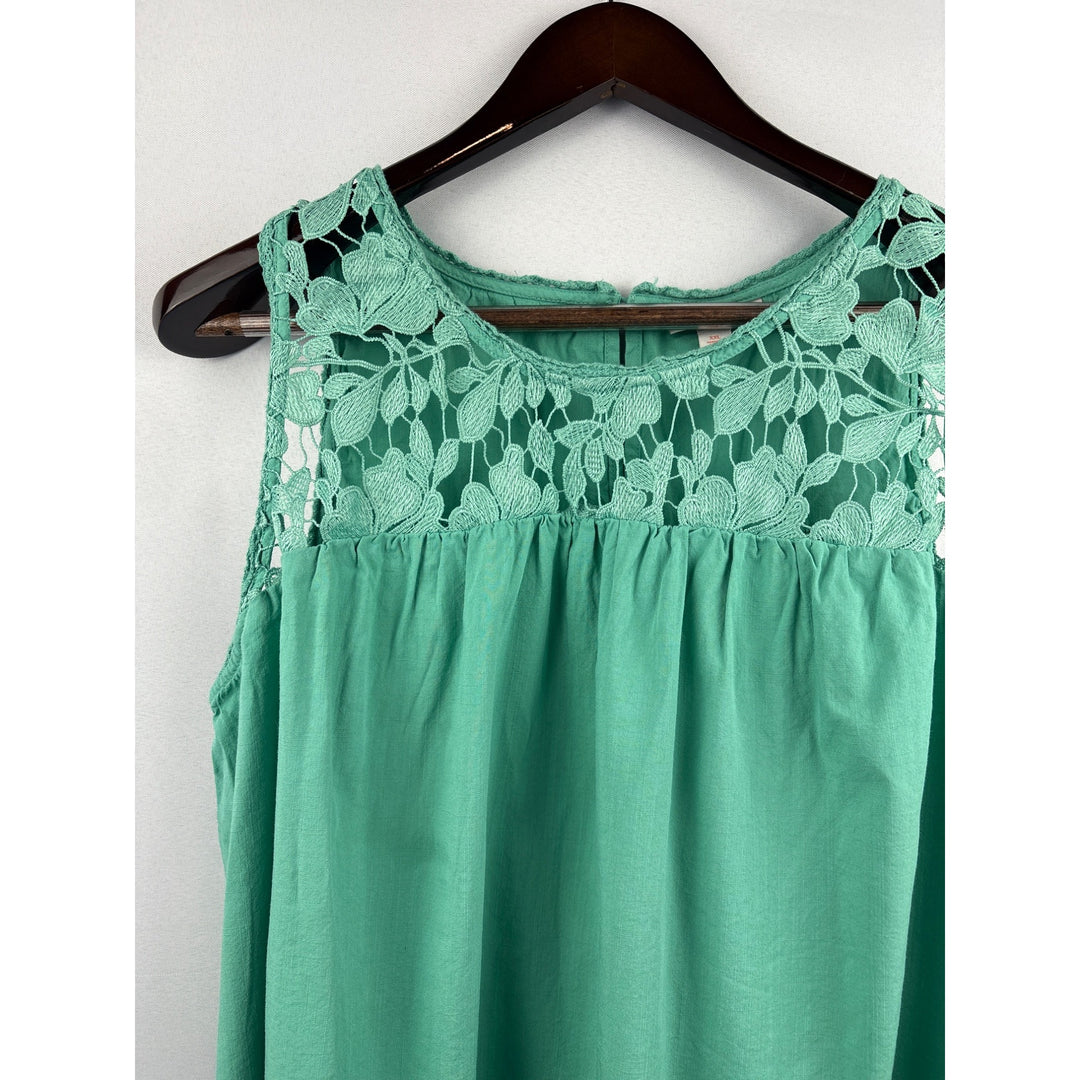 Women’s Knox Rose XXL Teal Tank Blouse w/ Lace Detailing