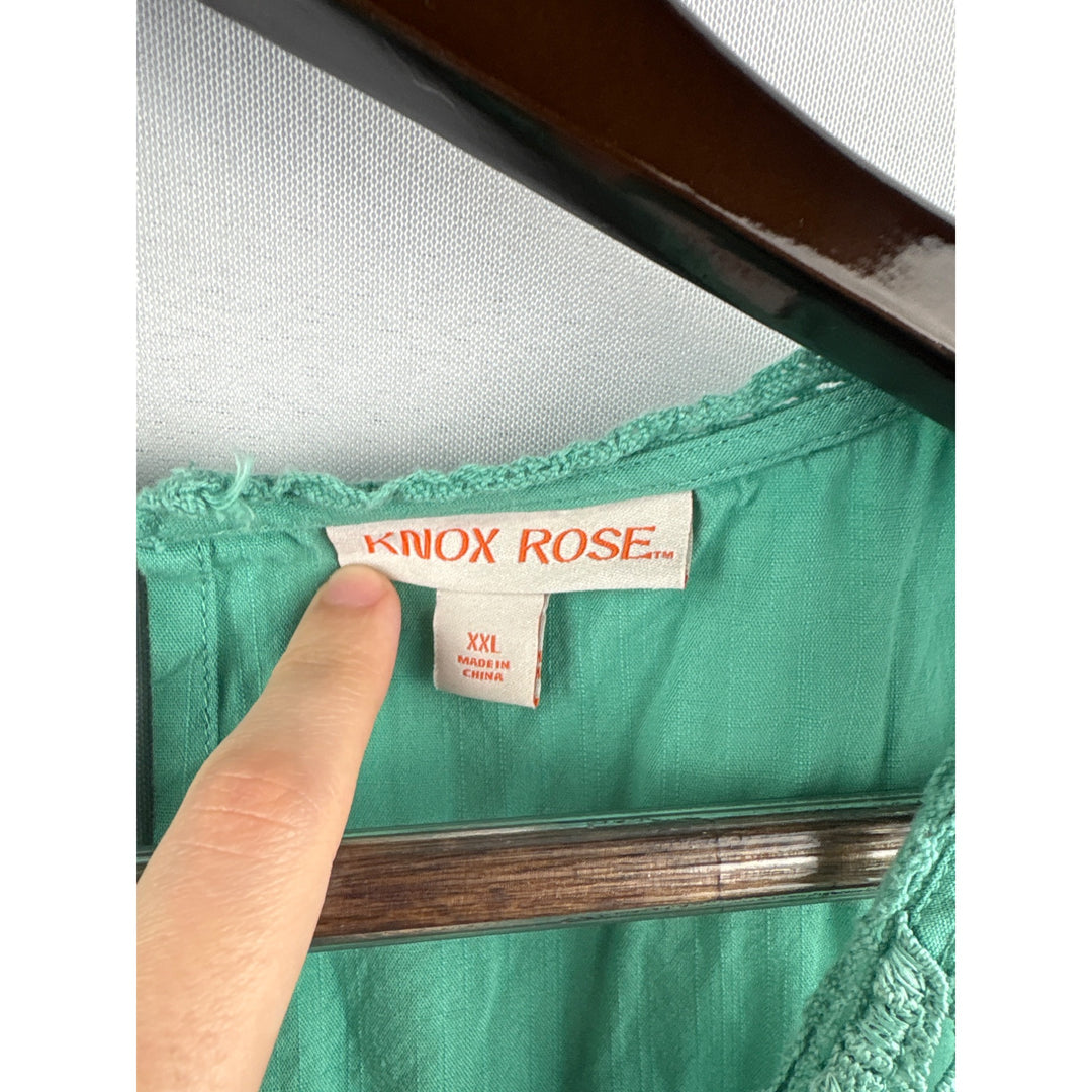 Women’s Knox Rose XXL Teal Tank Blouse w/ Lace Detailing