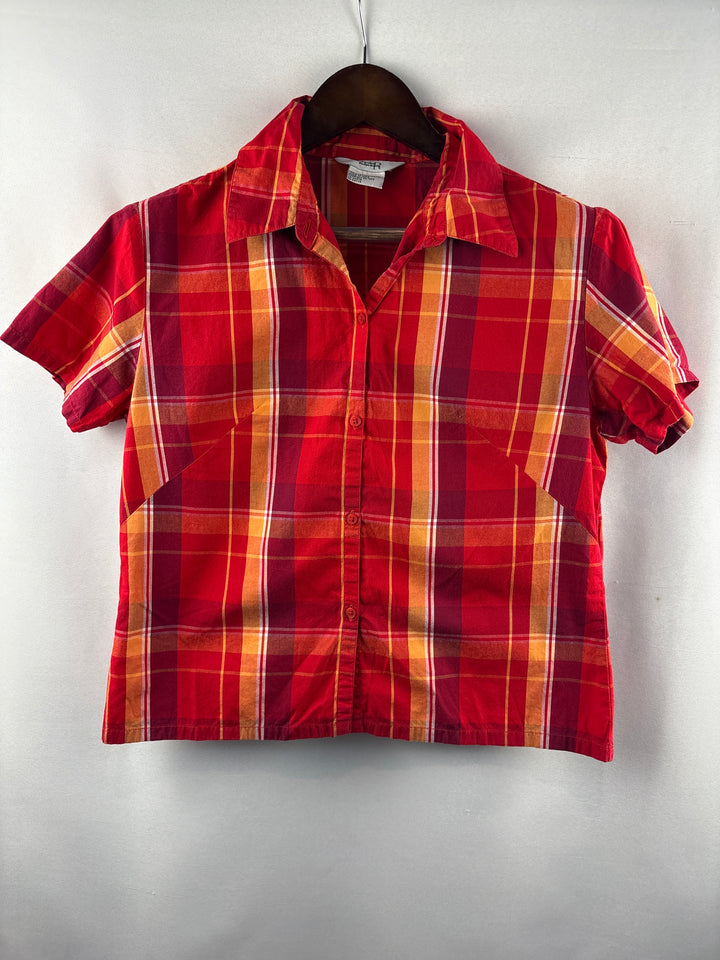 Women’s Northern Reflections Medium Red &amp; Orange Plaid Button Up
