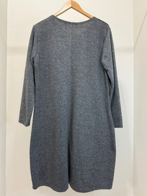 Vasna Gray Knit Dress Abstract Print Made in Italy SzL