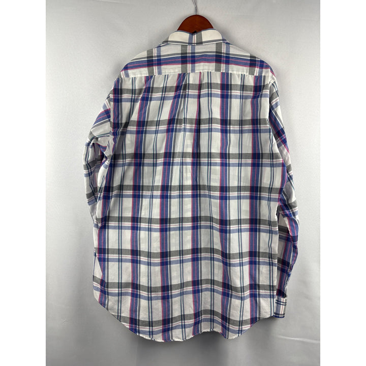 Michael Morgan Mens XLT Plaid Button-Up Shirt Cotton & Polyester Blend