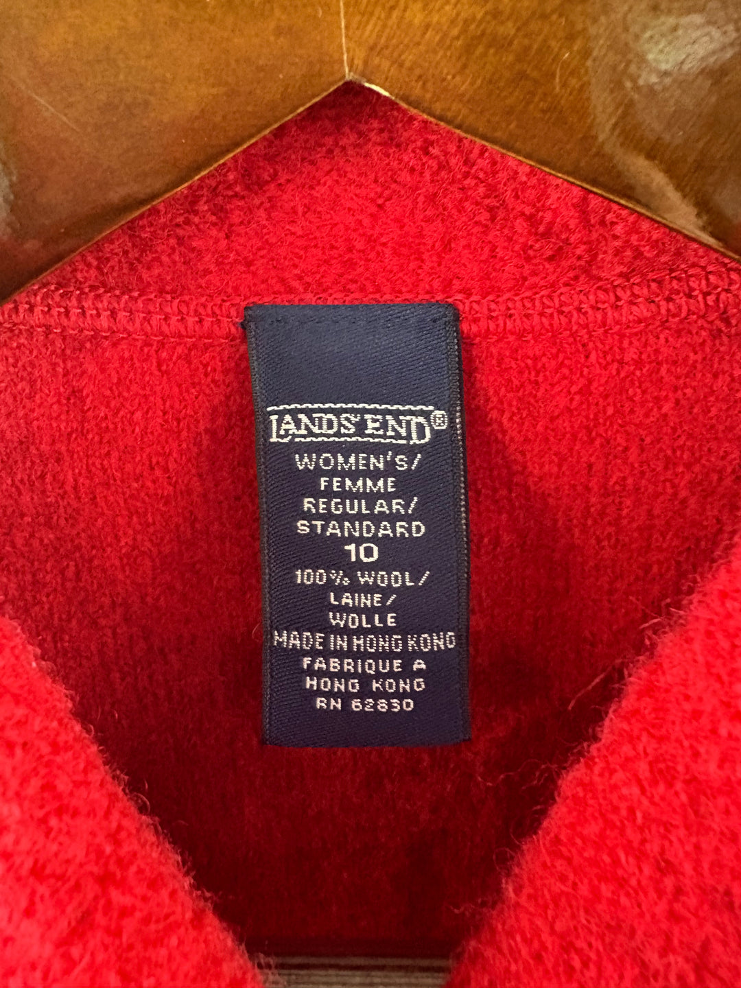 Women’s Land’s End Size 10 Red Wool Vest