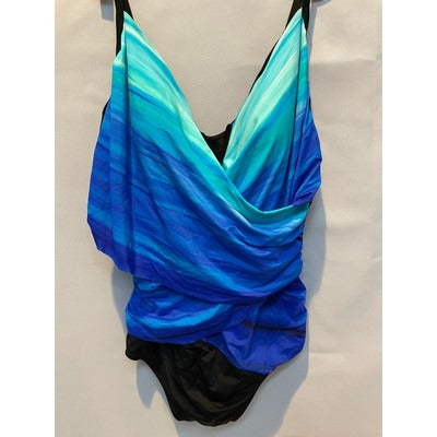 Embrace Your Curves by Miracle Brands Women's One Piece Swimsuit, Blue, Size 3X