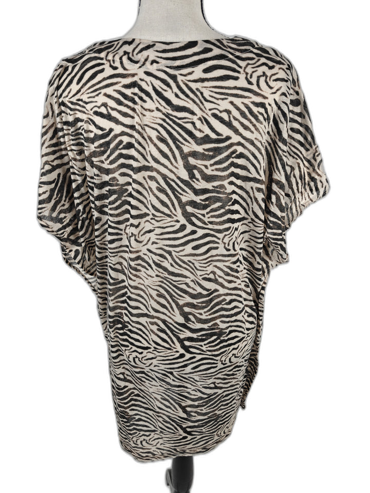 Women’s H&amp;M Zebra Print Tunic Top Beige Black Size Medium