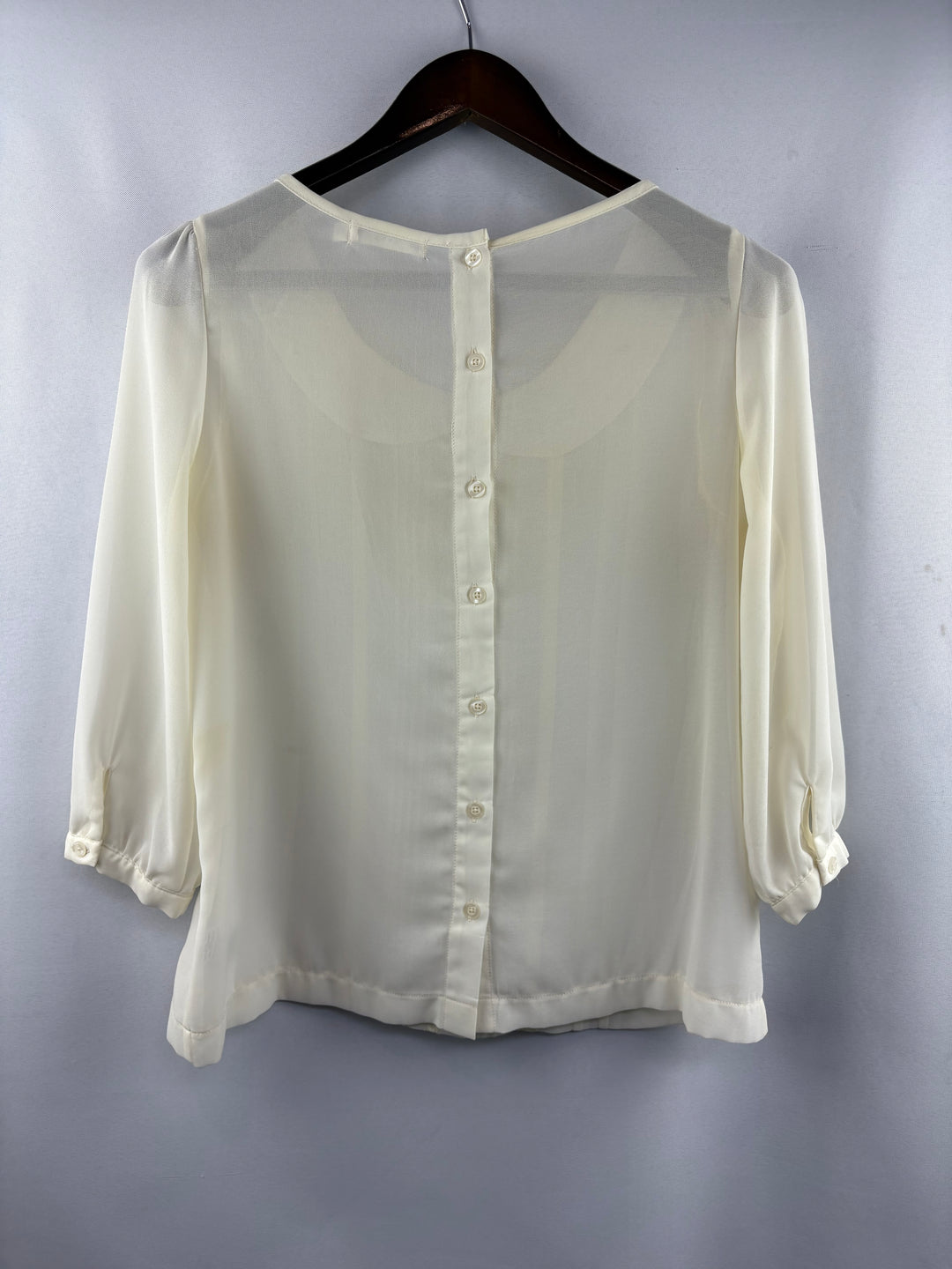 Women’s Lush Medium Cream 3/4 Sleeve Peasant Blouse