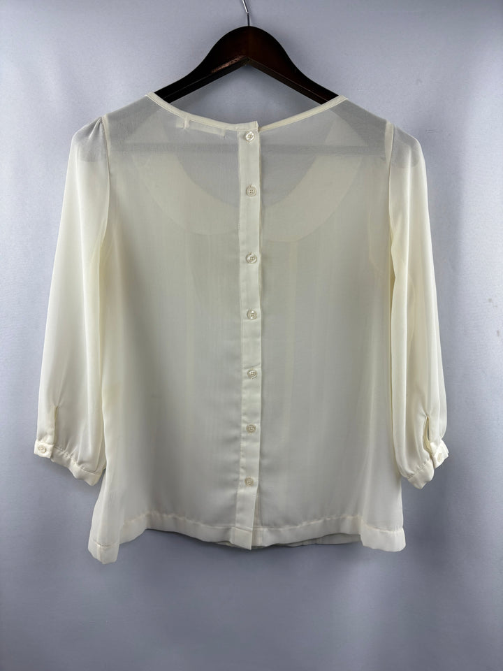 Women’s Lush Medium Cream 3/4 Sleeve Peasant Blouse