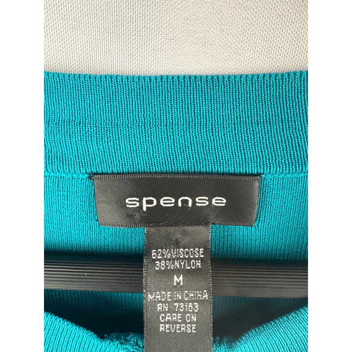 Spense Size Medium Teal Zip-Up Sweater Shirt