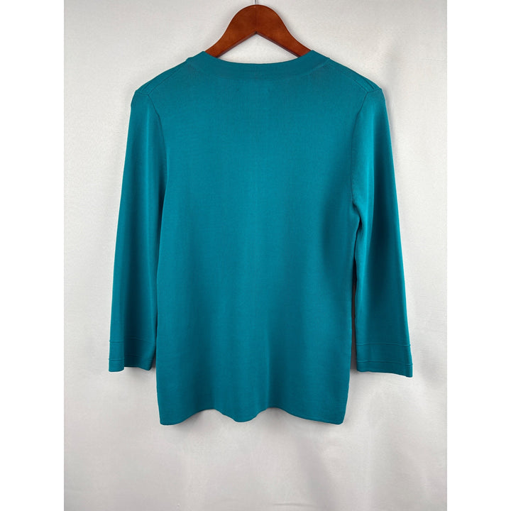Spense Size Medium Teal Zip-Up Sweater Shirt