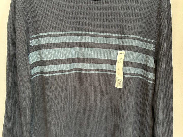 Men’s Sonoma Blue Striped Waffle Jersey Size L