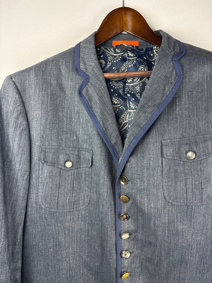 Men’s Tallia Blueish Gray Trachten Janker Jacket