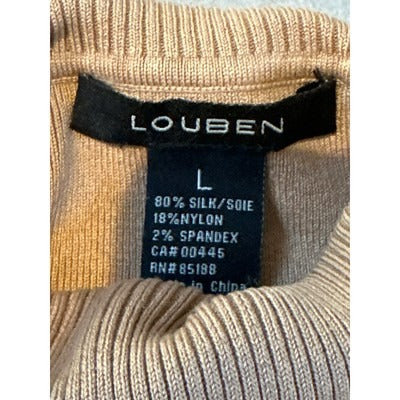 Louben Tan Ribbed Tank Top/Turtleneck lightweight material size L