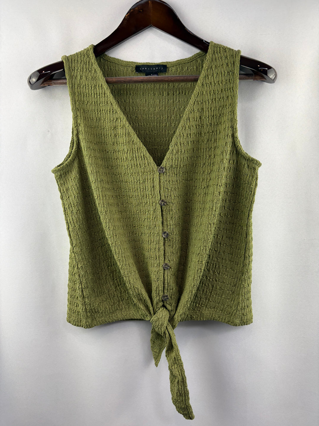 Women’s Sanctuary Small Olive Green Tank w/ Knot Tie