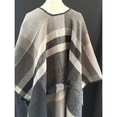 Plaid Open Front Poncho Wrap Cape Shawl For Women One Size Fits All