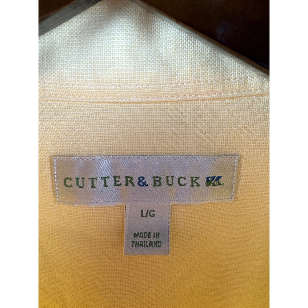 Men’s Vintage Cutter & Buck Large Butter Yellow Button Up Shirt