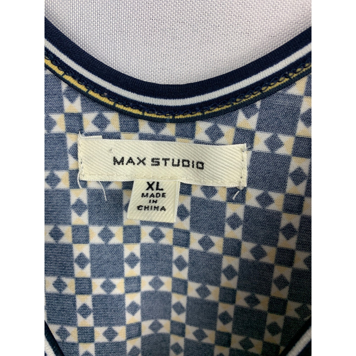 Max Studio Womens XL Sleeveless Geometric Print Jumpsuit With V-Neckline