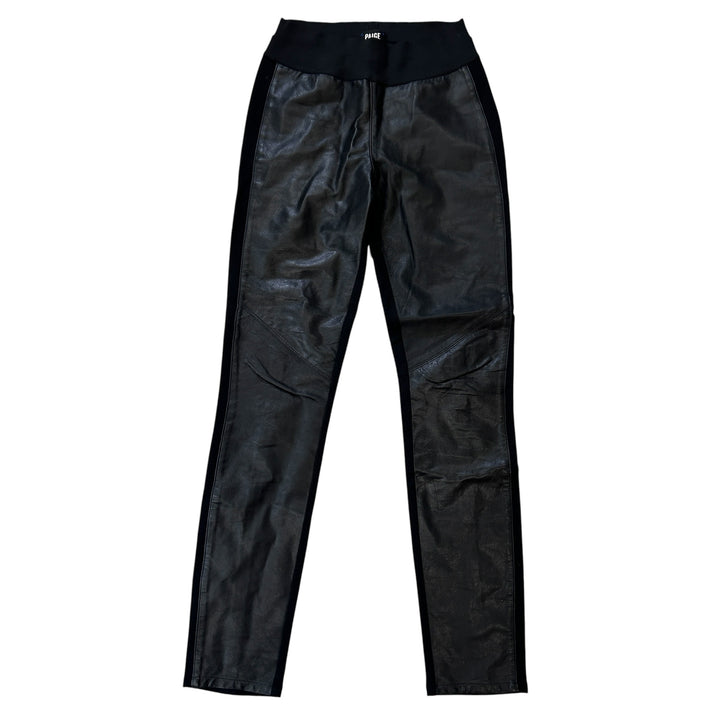 Paige Women's Medium Pants Paloma Black Lambskin Leather Ponte Legging Goth Edgy Punk 90s