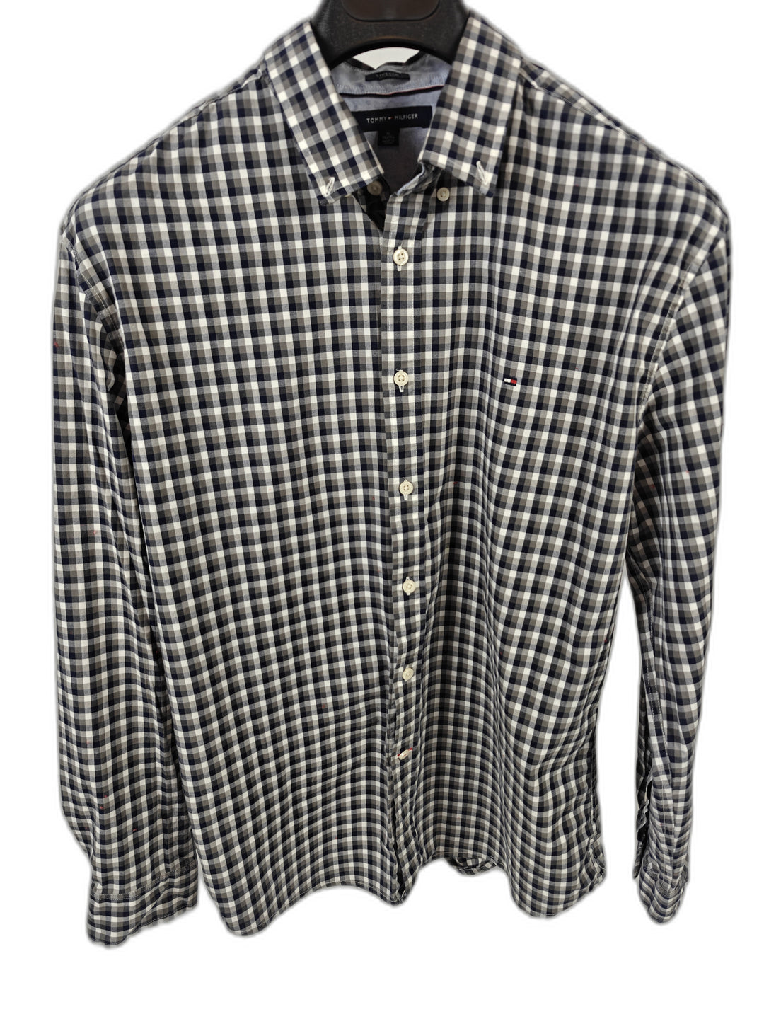 Mens Tommy Hilfiger Button Down Shirt Blue Plaid XL