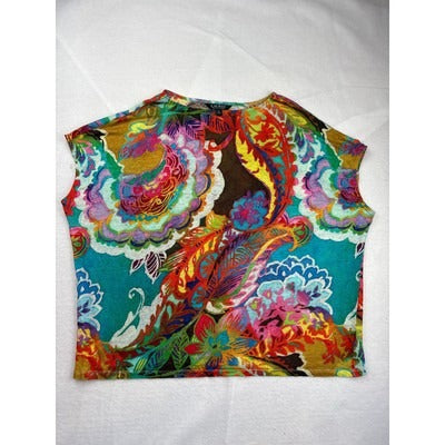 Women’s Green Label Ralph Lauren Size 2X Multicolor Paisley Patterned Shirt.