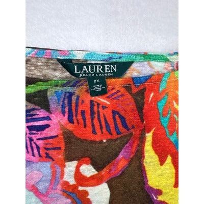 Women’s Green Label Ralph Lauren Size 2X Multicolor Paisley Patterned Shirt.